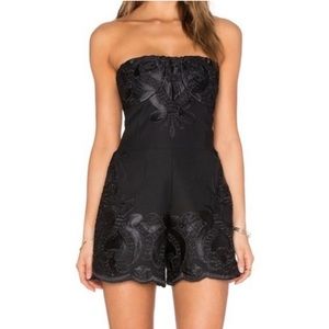 Alexis - Black Embroidered Romper